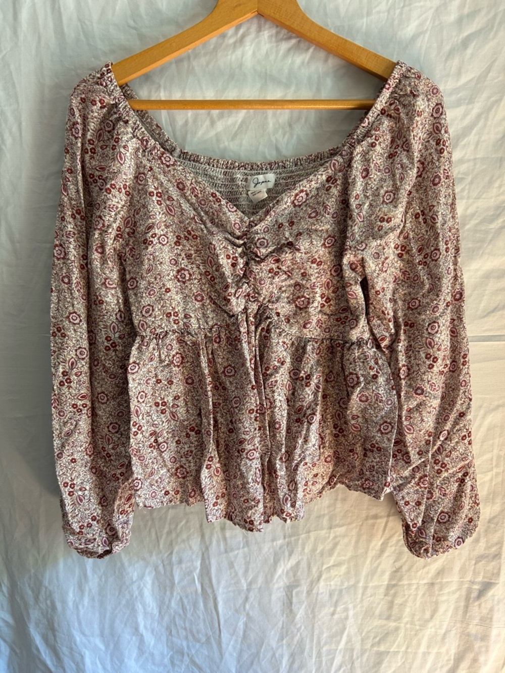 Cottagecore Romantic Ditsy Floral Smocked Peasant Blouse